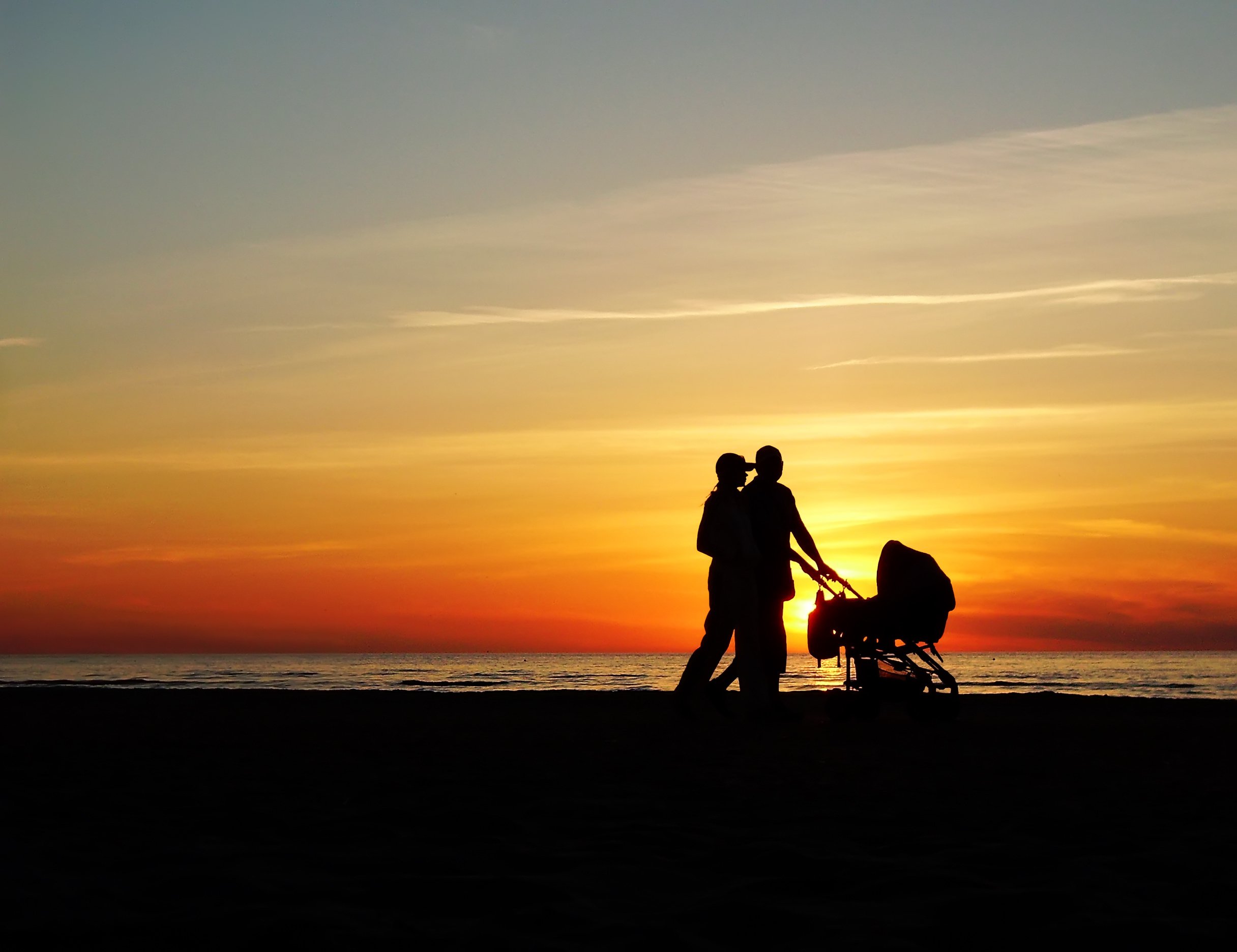 family on the beach