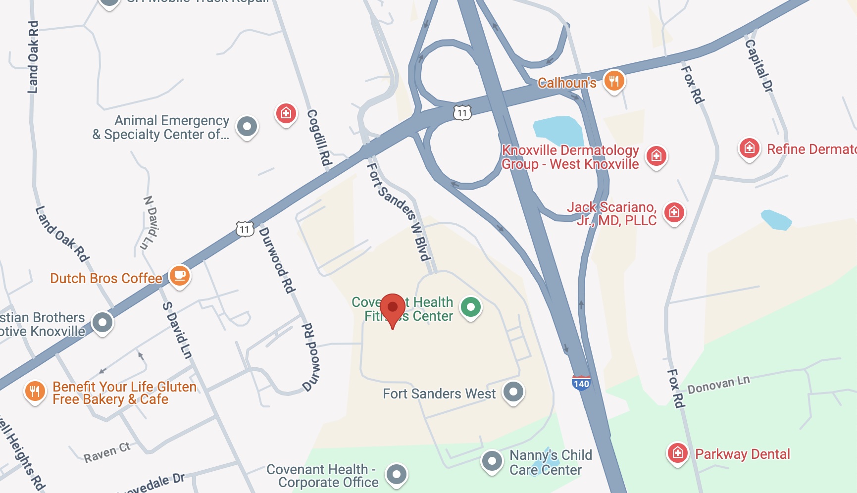 TRM Knoxville Fertility Monitoring Clinic Map