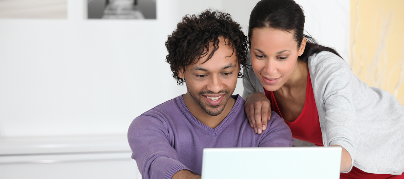 couple having fun on Internet