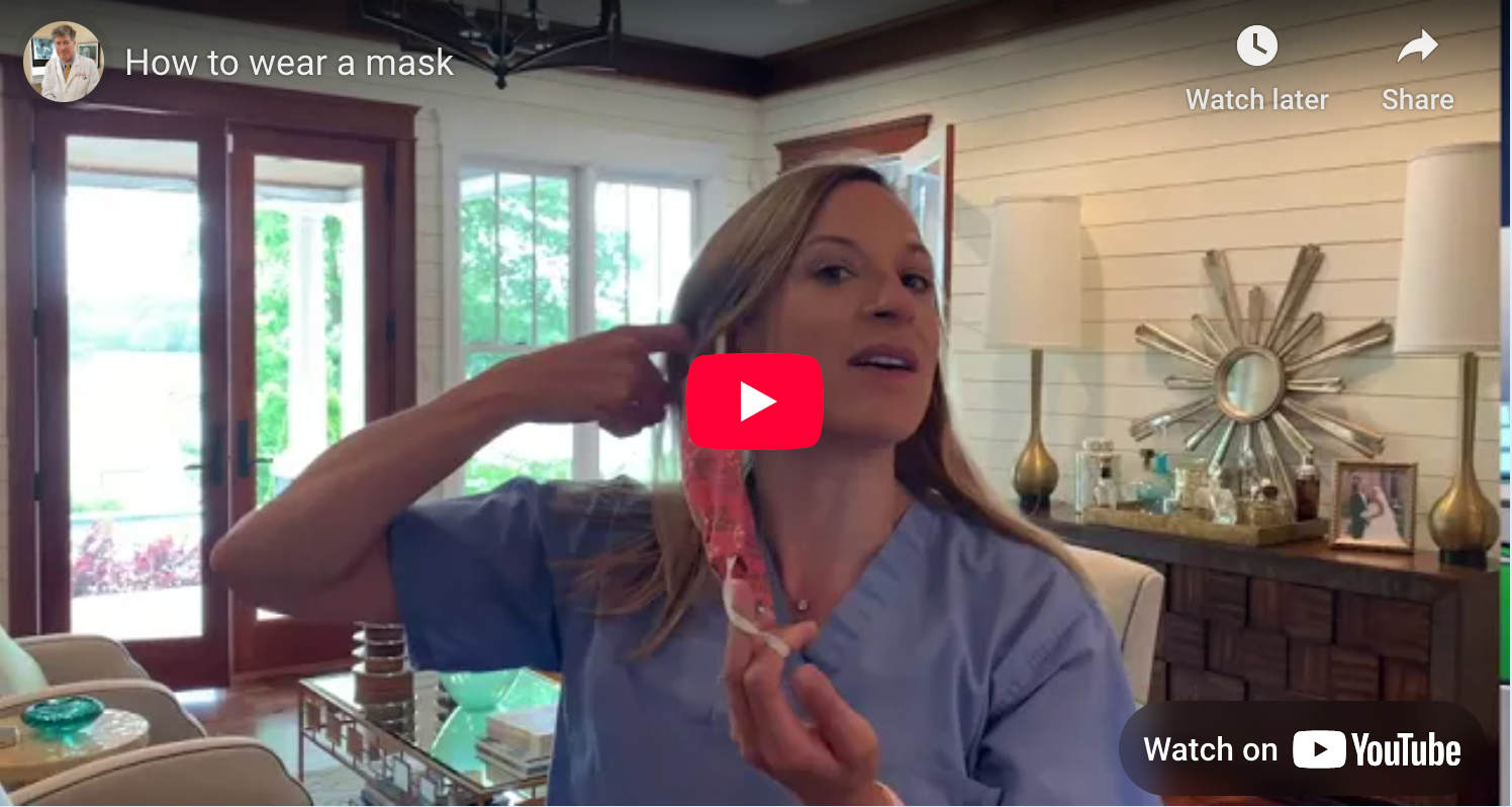 Dr. Scotchie demonstrates how to wear a mask