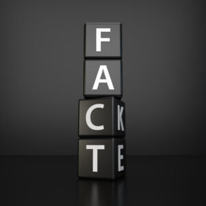 Image of Dice Spelling Out Fact Versus Fake for Fertility News | Tennessee Reproductive Medicine